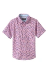 Johnston & Murphy Kids' Sunglasses Print Short Sleeve Button-up Shirt In Pink