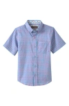 Johnston & Murphy Kids' Watermelon Print Short Sleeve Button-up Shirt In Blue