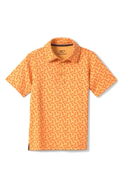 Johnston & Murphy Kids' Xc4® Pineapple Print Performance Polo In Orange