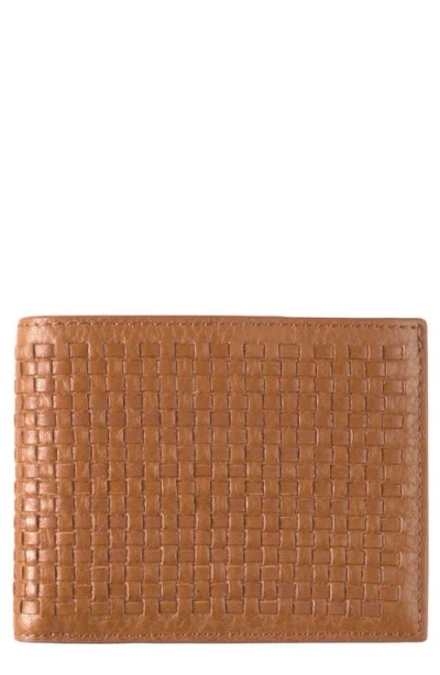 Johnston & Murphy Kingston Woven Leather Bifold Wallet In Brown