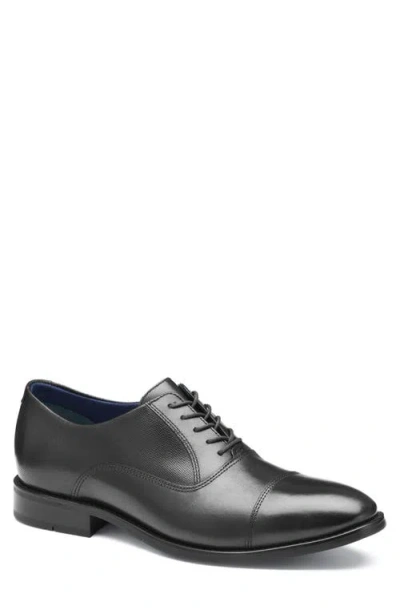 Johnston & Murphy Landry Cap Toe Oxford In Black Full Grain