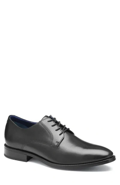 Johnston & Murphy Landry Plain Toe Derby In Black Full Grain