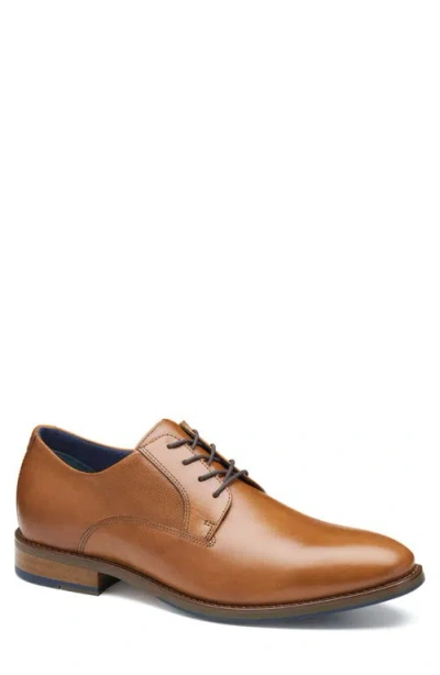 Johnston & Murphy Landry Plain Toe Derby In Tan Full Grain