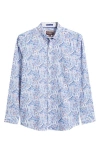Johnston & Murphy Large Mosaic Print Button-up Shirt In Blue Multi