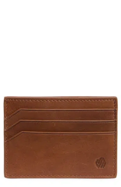 Johnston & Murphy Leather Card Wallet In Brown