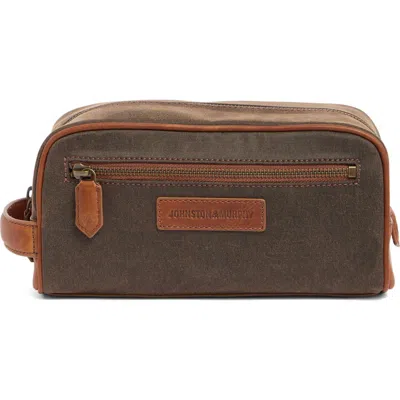 Johnston & Murphy Leather Trim Dopp Kit In Brown Tan