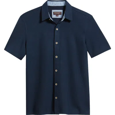Johnston & Murphy Linden Textured Short Sleeve Button-up Shirt In Blue