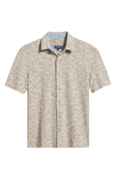 Johnston & Murphy Linden Textured Short Sleeve Button-up Shirt In Brown