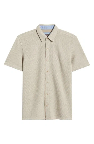 Johnston & Murphy Linden Textured Short Sleeve Button-up Shirt In Brown