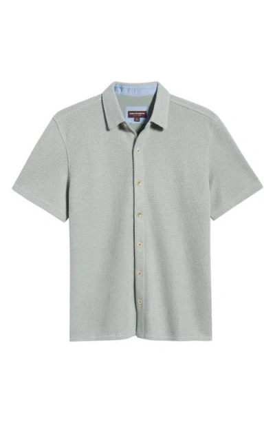 Johnston & Murphy Linden Textured Short Sleeve Button-up Shirt In Green