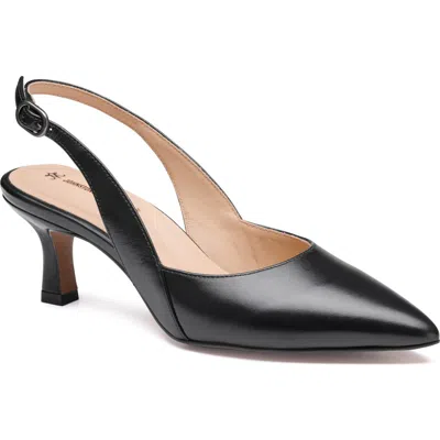Johnston & Murphy Lindsey Slingback Pointed Toe Kitten Heel Pump In Black
