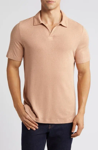 Johnston & Murphy Linen Blend Johnny Collar Polo In Melon