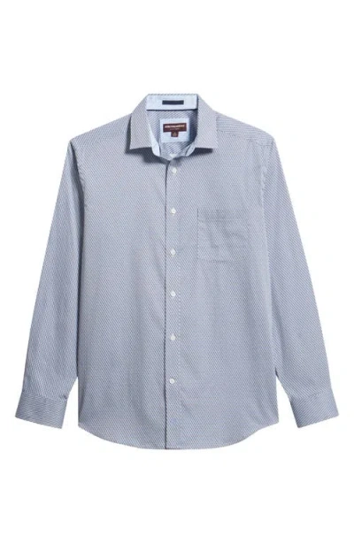 Johnston & Murphy Logan Print Button-up Shirt In Blue