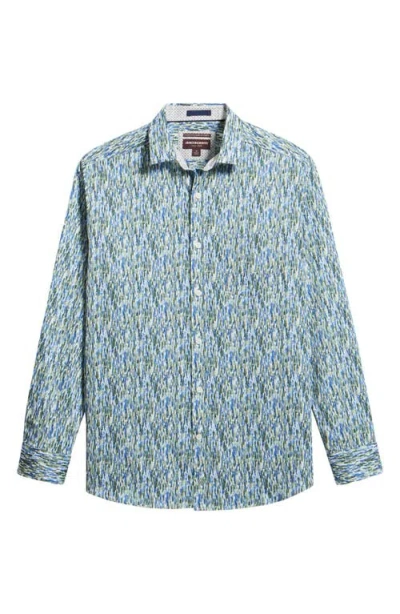 Johnston & Murphy Logan Print Button-up Shirt In Green