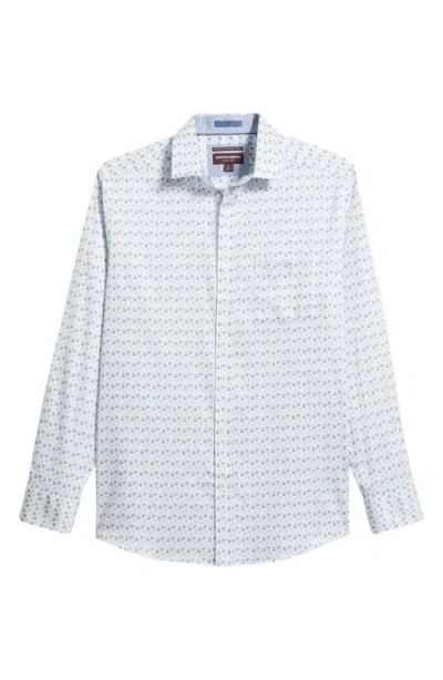 Johnston & Murphy Logan Print Button-up Shirt In Blue
