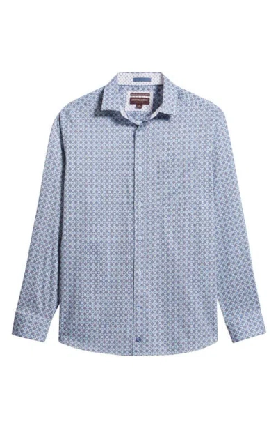 Johnston & Murphy Logan Print Button-up Shirt In Blue