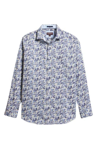 Johnston & Murphy Logan Print Button-up Shirt In Blue