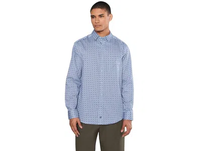 Johnston & Murphy Logan Printed Cotton Long-sleeve Shirt In Blue