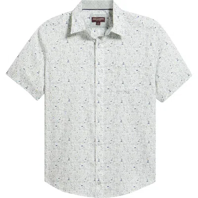 Johnston & Murphy Logan Short Sleeve Button-up Shirt In White
