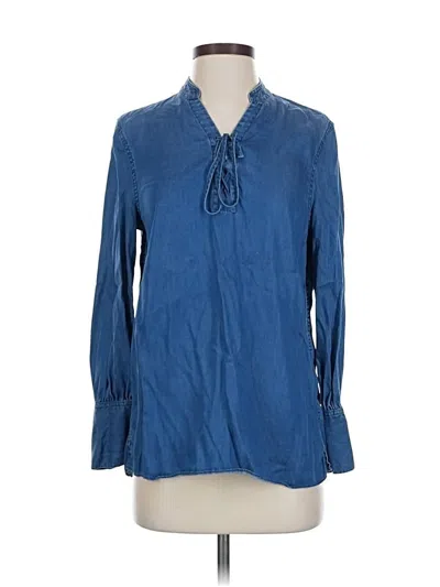 Pre-owned Johnston & Murphy Long Sleeve Blouse In Blue