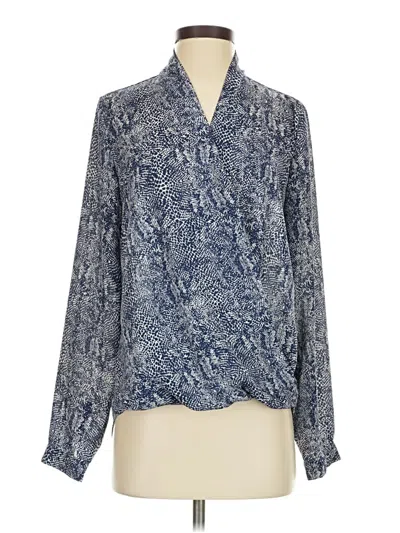 Pre-owned Johnston & Murphy Long Sleeve Blouse In Blue