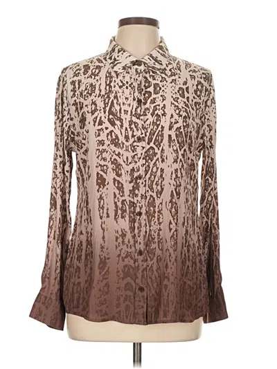 Pre-owned Johnston & Murphy Long Sleeve Blouse In Brown