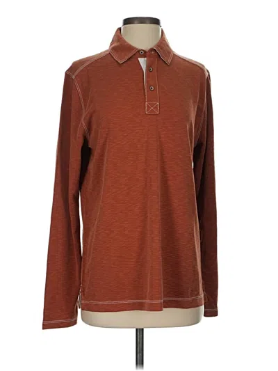 Pre-owned Johnston & Murphy Long Sleeve Polo Shirt In Brown