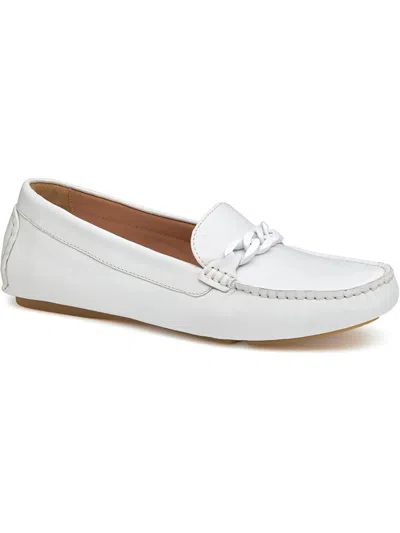 Johnston & Murphy Maggie Womens Faux Leather Slip On Loafers In White