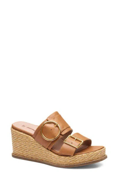 Johnston & Murphy Mallory Double Buckle Platform Wedge Sandal In Brown