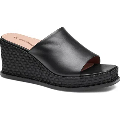 Johnston & Murphy Mallory Platform Wedge Slide Sandal In Black