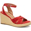 Johnston & Murphy Marcia Platform Wedge Sandal (women) In Red Kid Suede
