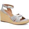 Johnston & Murphy Marcia Platform Wedge Sandal (women) In Silver Metallic Kid Suede