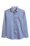 Johnston & Murphy Martini Print Cotton Button-up Shirt In Pink/navy