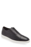 Johnston & Murphy Matthew Plain Toe Sneaker In Black Hand-stained Full Grain