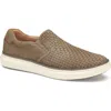 Johnston & Murphy Mcguffey 2 Woven Slip-on Sneaker In Taupe Woven Tumbled Nubuck