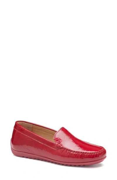 Johnston & Murphy Melanie Venetian Loafer In Red Crinkled Patent Leather