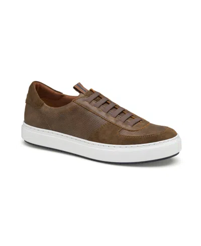 Johnston & Murphy Men's Anson U Throat Lace To Toe Shoe In Brown Full Grain,english Suede