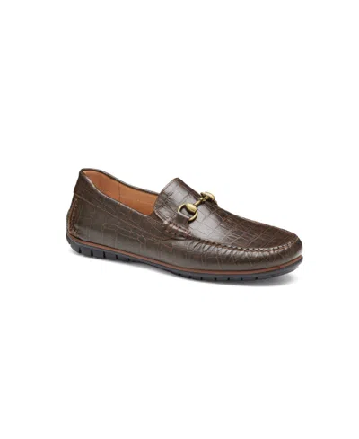 Johnston & Murphy Men's Cort 2.0 Bit Loafer In Dark Brown Croc Print Full Grain