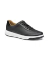 Johnston & Murphy Dawson Perforated Leather Sneaker In Black Full Grain