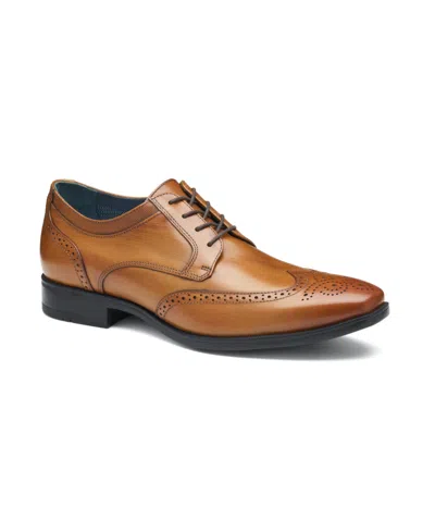 Johnston & Murphy Men's Gibbons Wingtip Dress Shoe In Tan Hand-stained Full Grain