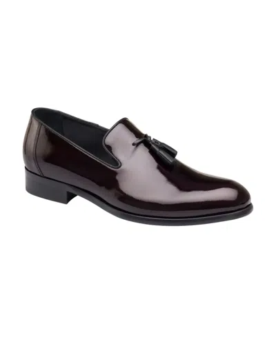 Johnston & Murphy Men's Highland Tassel Slip On Loafer In Burgundy Textured Patent