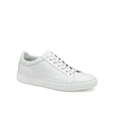 Johnston & Murphy Men's Jake Lace To Toe Sneaker In Bone Croc Embossed Italian Leather