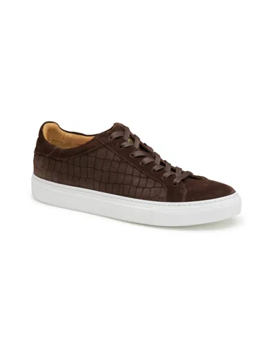 Johnston & Murphy Jake Lace To Toe Leather Sneaker In Dark Brown Italian Leather