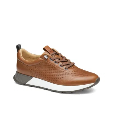 Johnston & Murphy Men's Leather Kinnon Perforated Jogger In Tan Full Grain