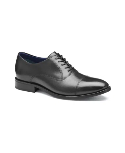 Johnston & Murphy Men's Landry Embossed Cap Toe Shoe In Black Full Grain