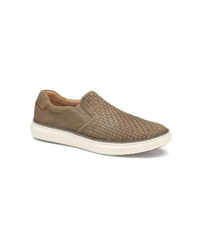 Johnston & Murphy Men's Mcguffey 2 Woven Slip-on Sneaker In Taupe Woven Tumbled Nubuck
