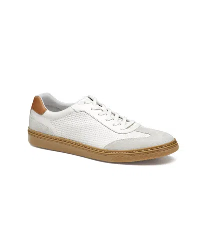 Johnston & Murphy Men's Mcguffey T-toe Sneakers In White Full Grain,suede