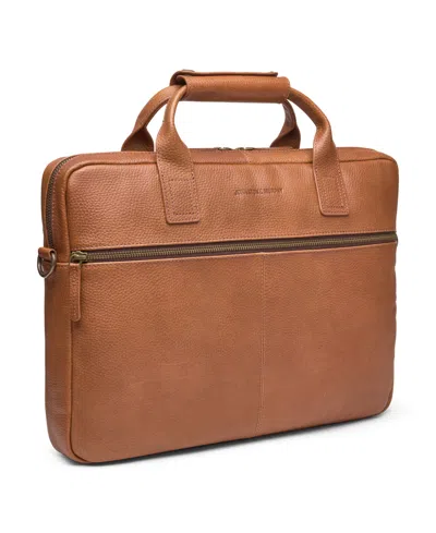 Johnston & Murphy Men's Pebbled Leather Briefcase In Tan