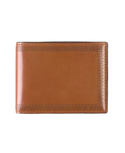 Johnston & Murphy Men's Perforated Edge Billfold Wallet In Brown