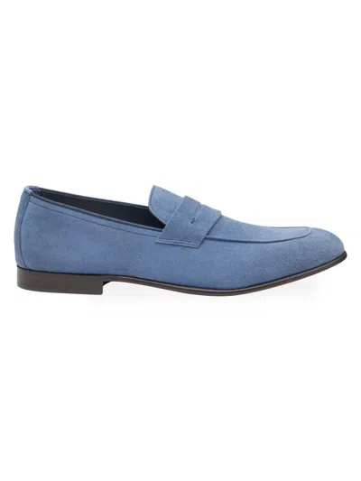 Johnston & Murphy Men's Taylor Suede Penny Loafers In Blue
